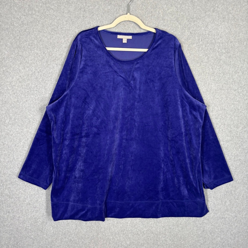 Woman Within Velvet Velour Tunic Top 2X Purple Casula Comfort Lounge‎ Comfy Cozy